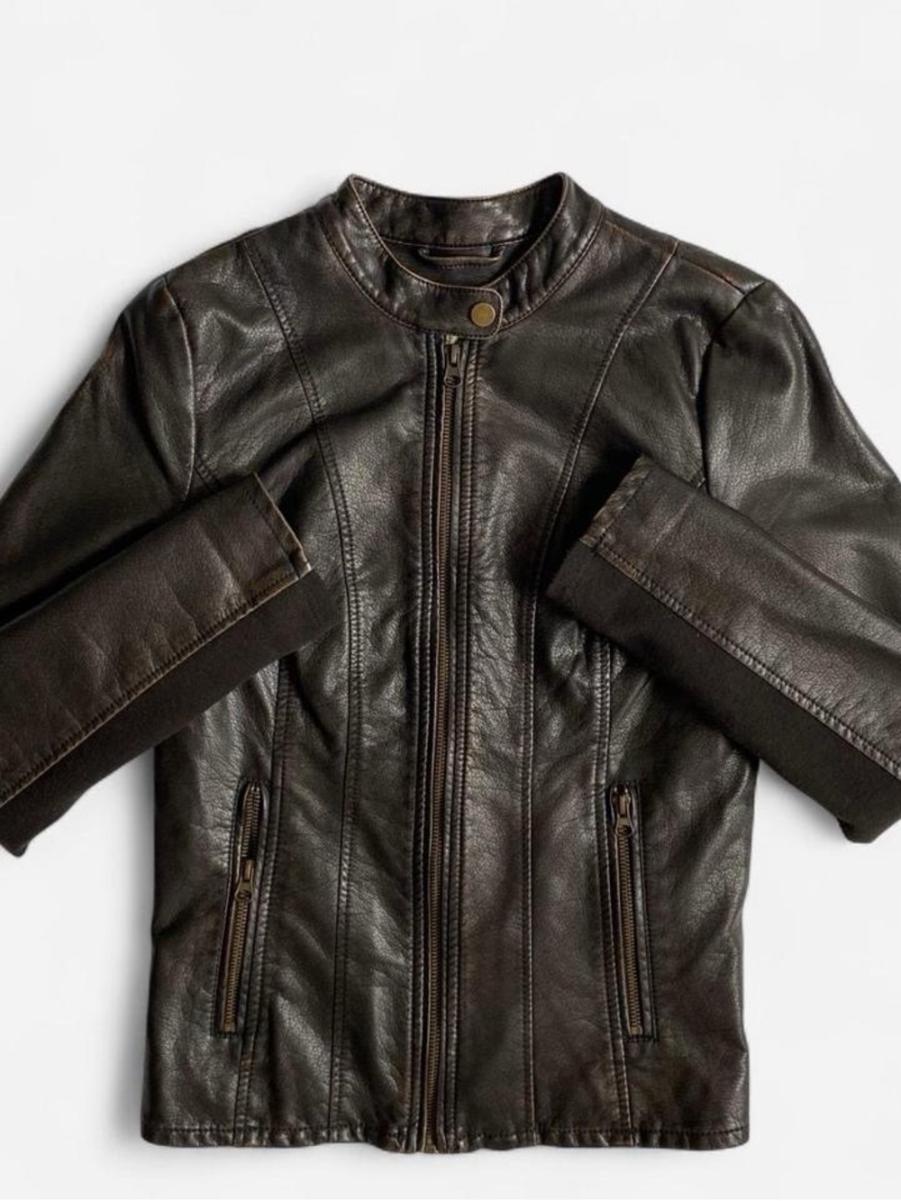 Vintage Y2K chocolate brown faux leather jacket
